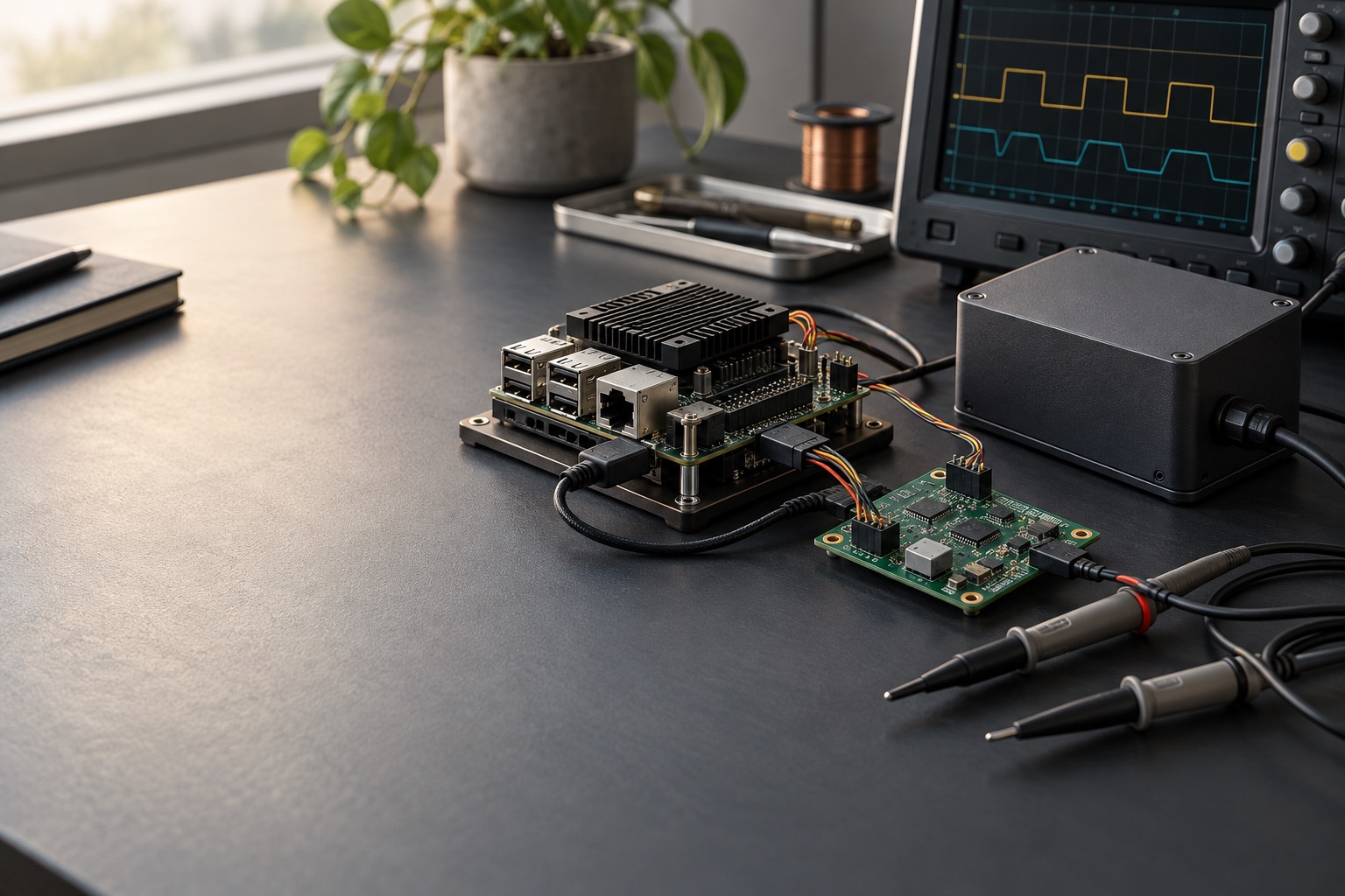 Electronics and embedded computing prototypes on an engineering workbench